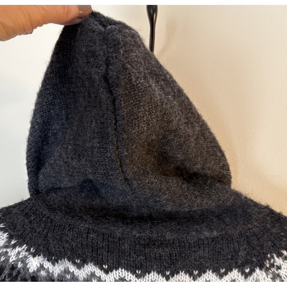 Chasqui Sweater Full Zip Gray Size M Alpaca Bolivia Fair Isle Nordic Hand Knit - Picture 7 of 11